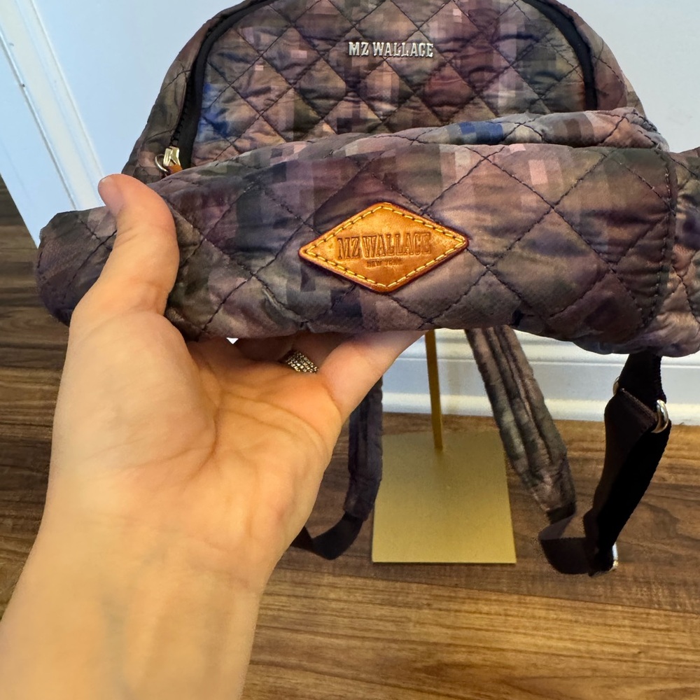 MZ Wallace Quilted Purple and Gray Backpack - Picture 2 of 10